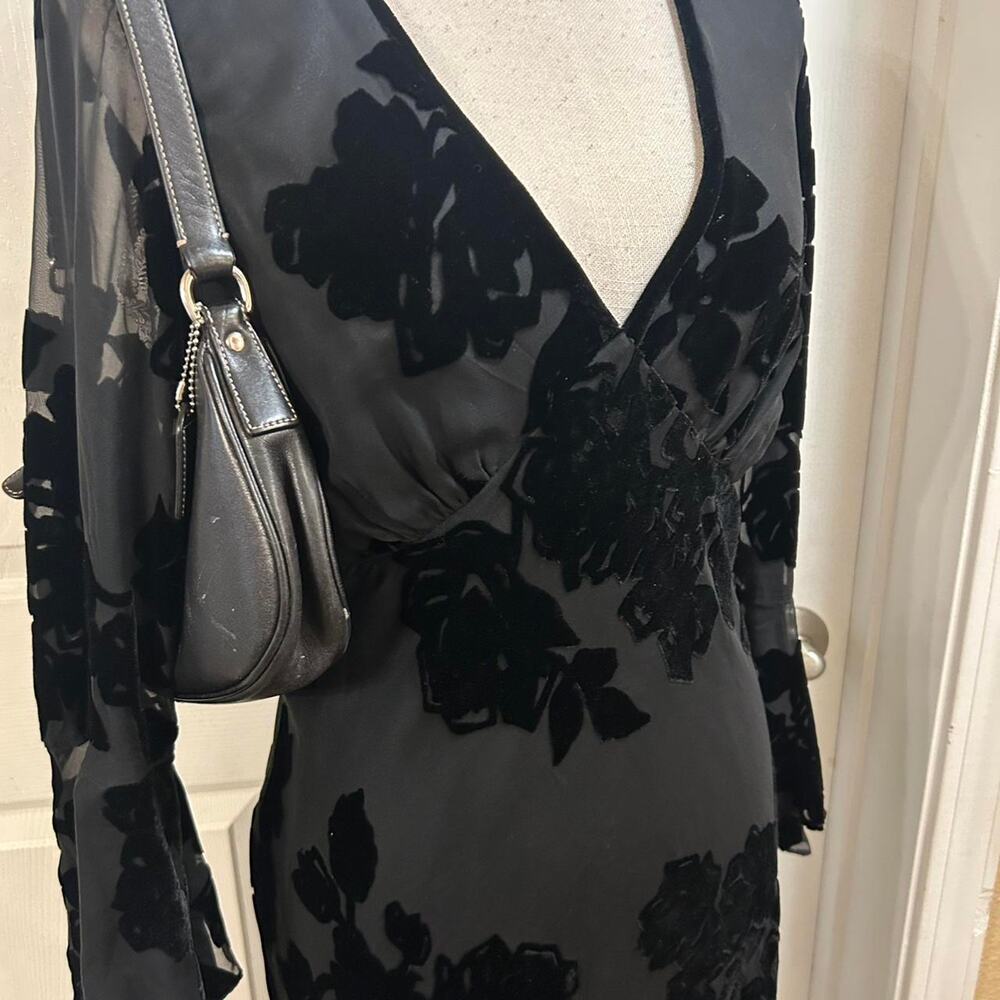 ICE black silk rayon blend velvet dress. Size 12